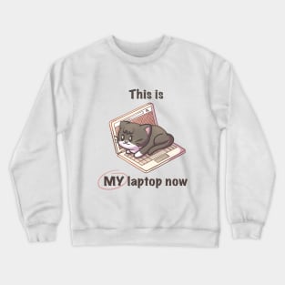 if I fits I sits - Laptop Cat Crewneck Sweatshirt